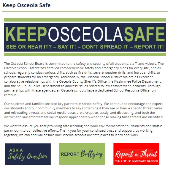 Keep Osceola Safe Homepage