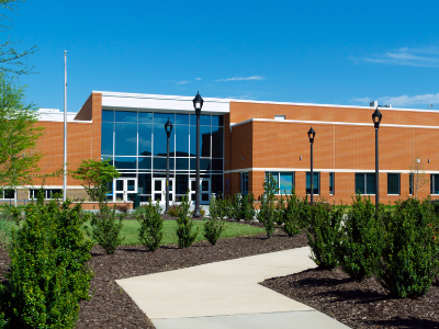 Outside view of front of school building