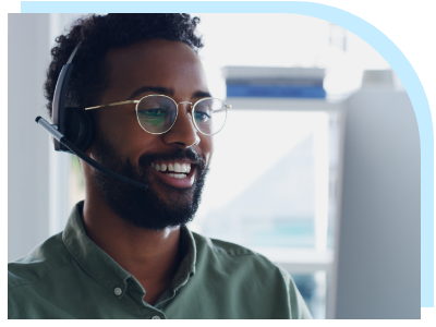 Smiling man with glasses and headset