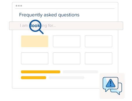 Frequently asked questions web page with magnifying glass