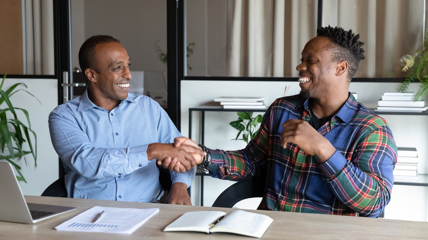 Happy African American customer