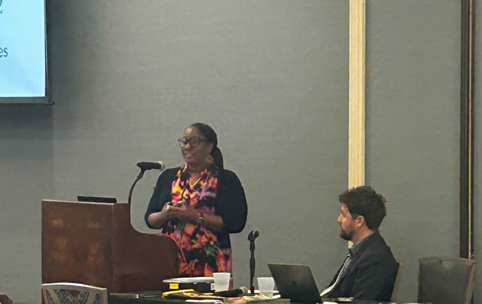 Stephanie Hawkins presenting with K12 Insighter, Joe Douglass at CGCS PR