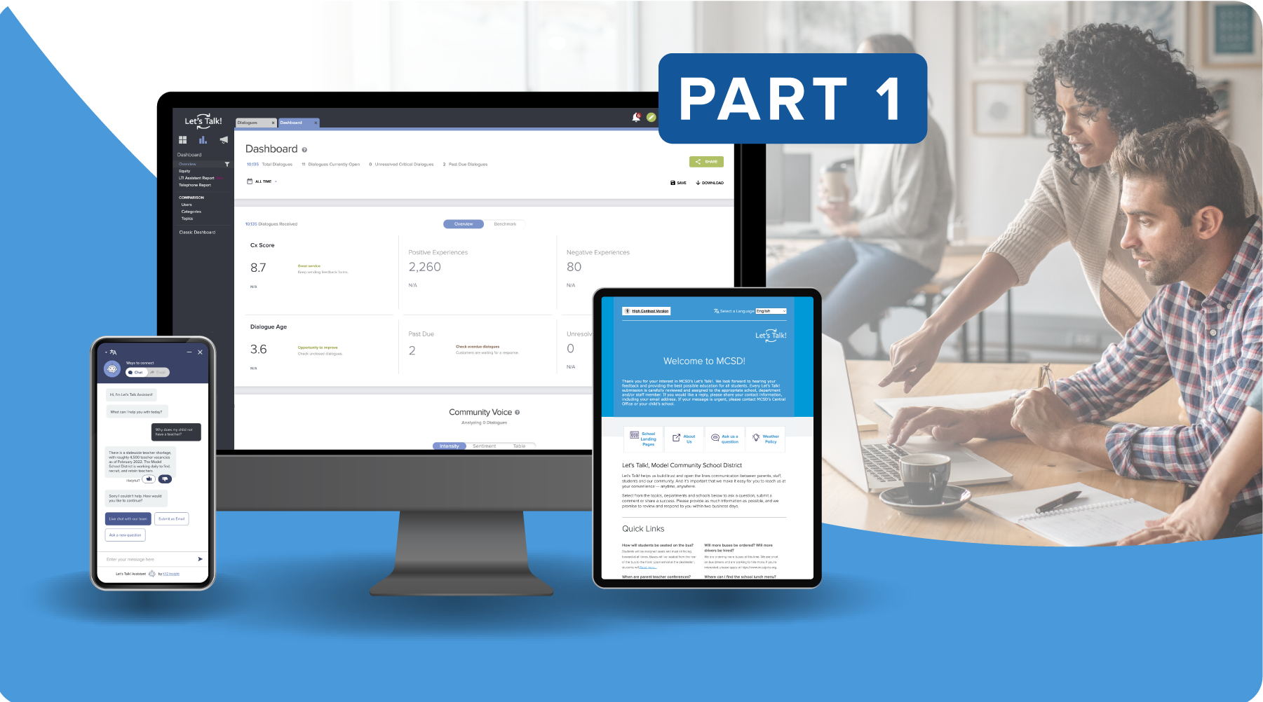 K12 Insight's Let's Talk dashboard, with users, Part 1 of a three part blog series covering 3 Summer Priorities for District Efficiency