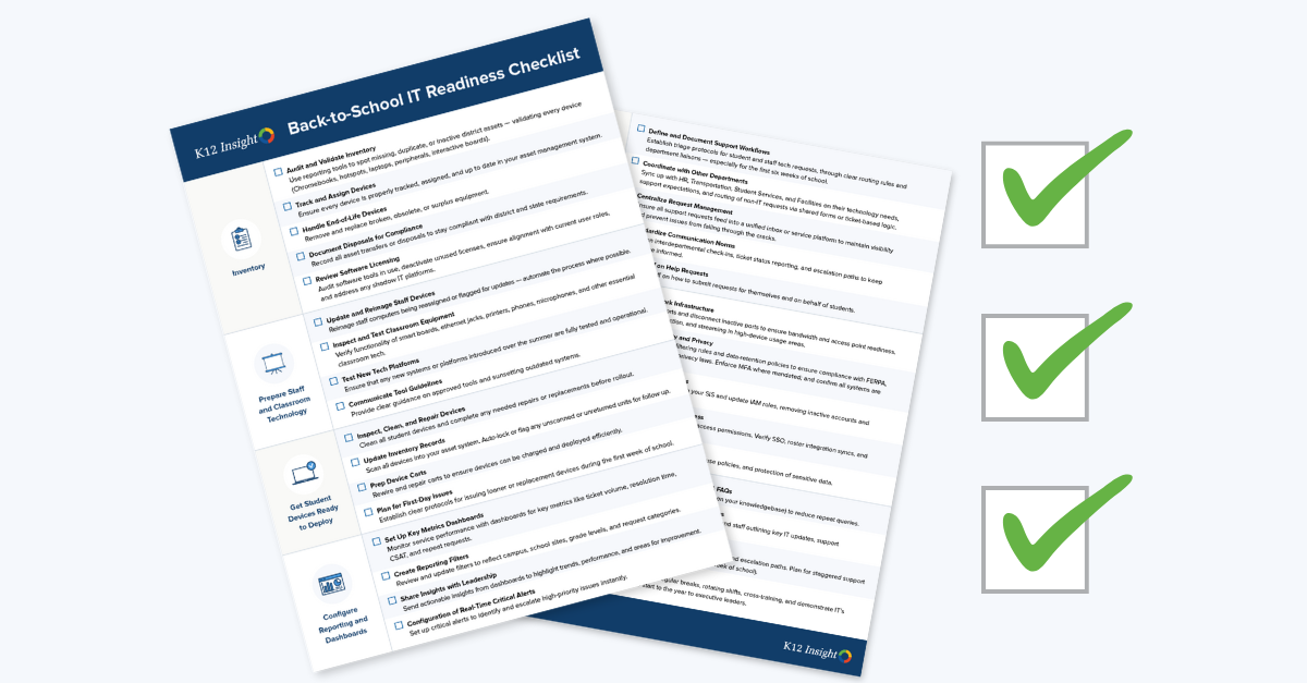 K12 Insight back to school readiness checklist for K-12 school districts