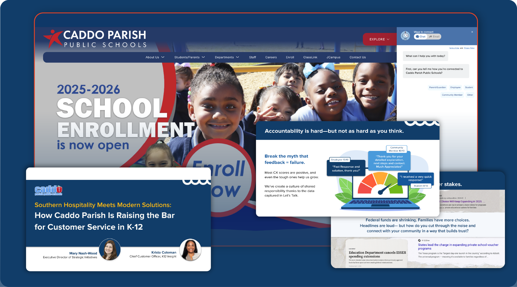 Caddo Parish School District home page, mary nash-wood, executive director of strategic initiatives is presenter, K12 Insight Let's Talk