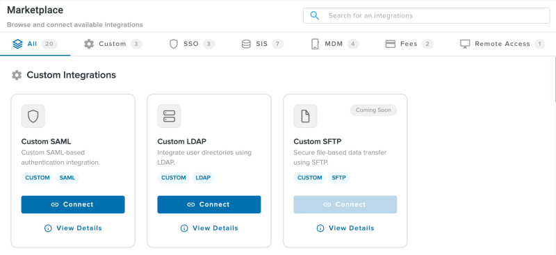 example of the integrations marketplace